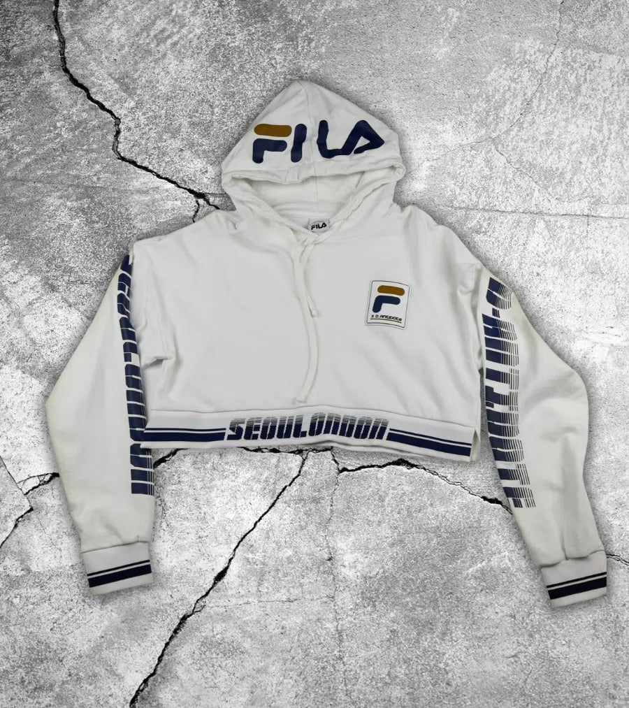 Black and white fila hoodie sales