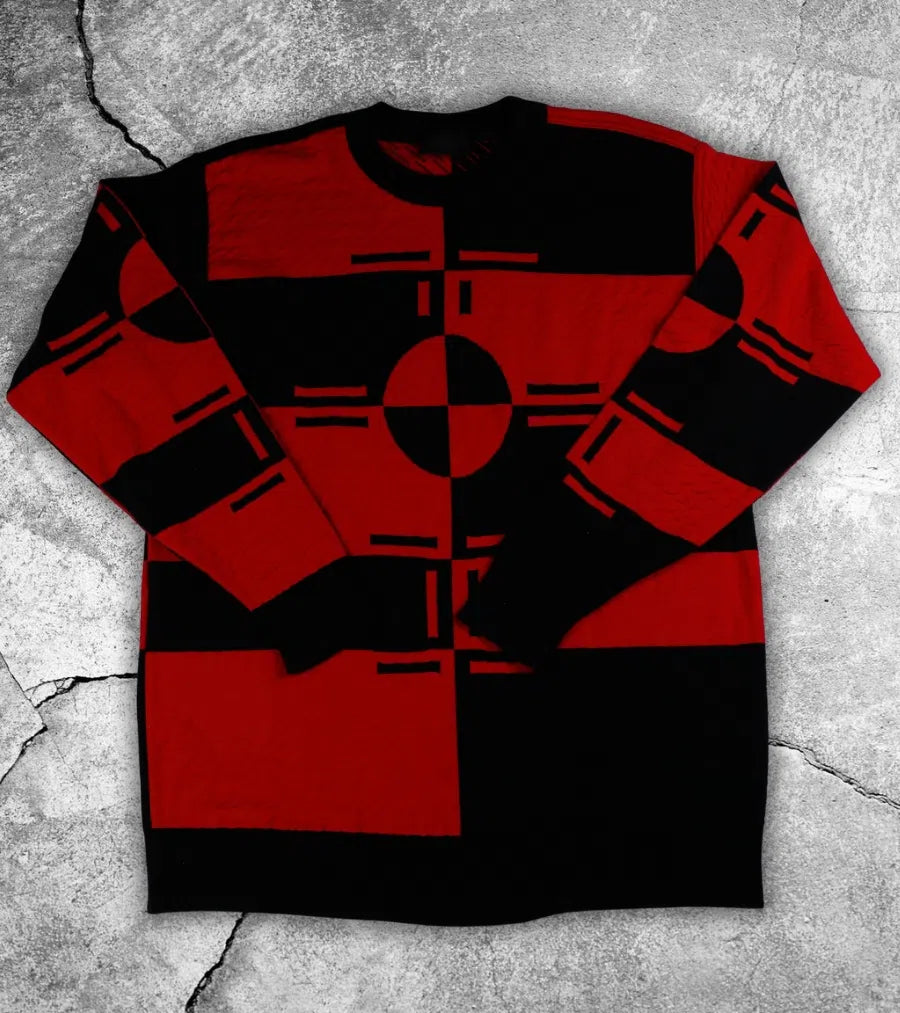 Carlo Colucci Pullover Schwarz Rot Carlo Colucci Pullover Pattern